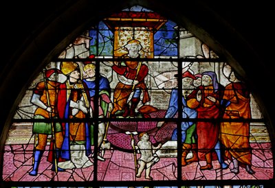 Vetrata raffigurante San Dionigi davanti al proconsole Fescennio, (dettaglio), 1530-40 da Rouen School